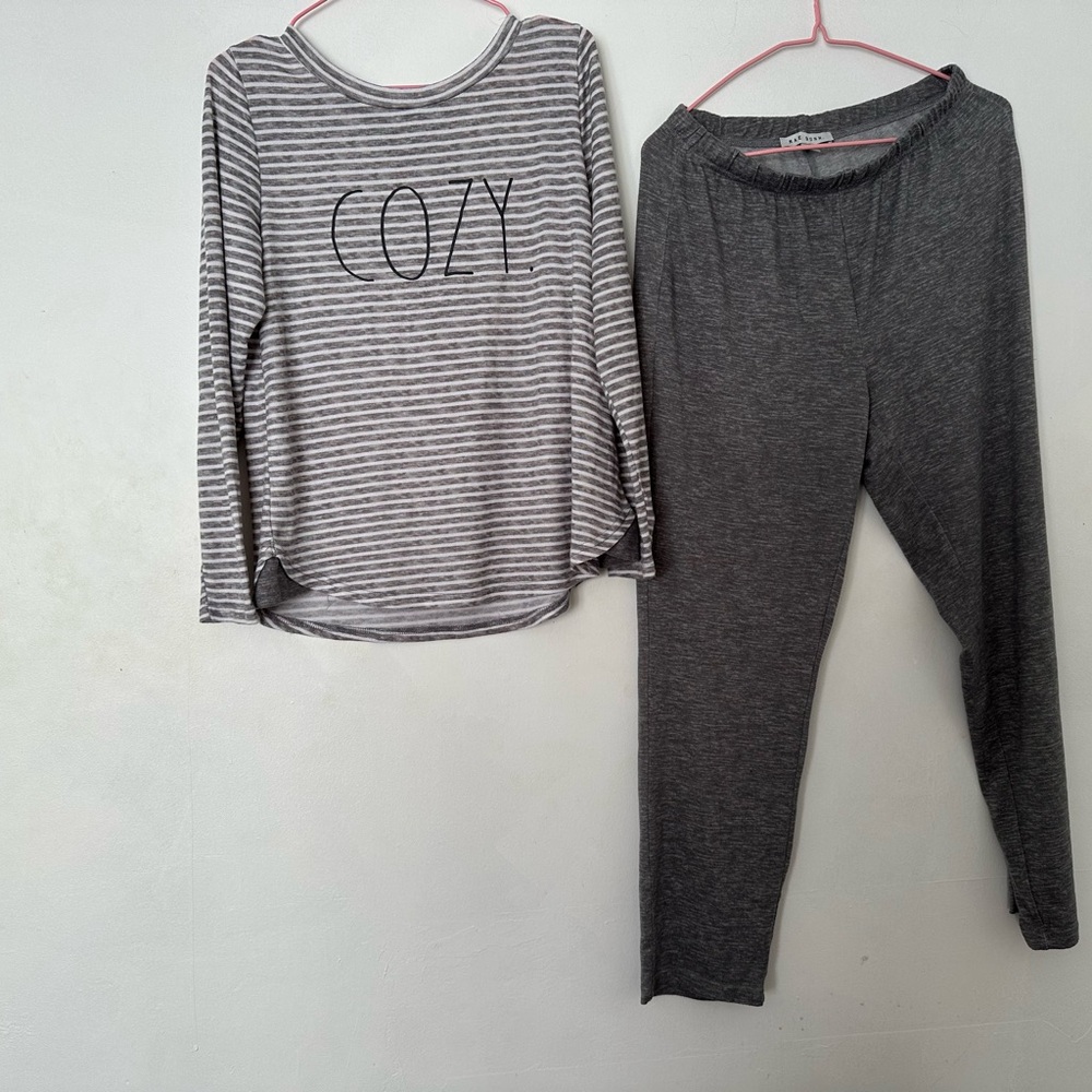 Rae Dunn Gray Cozy Pajama Set